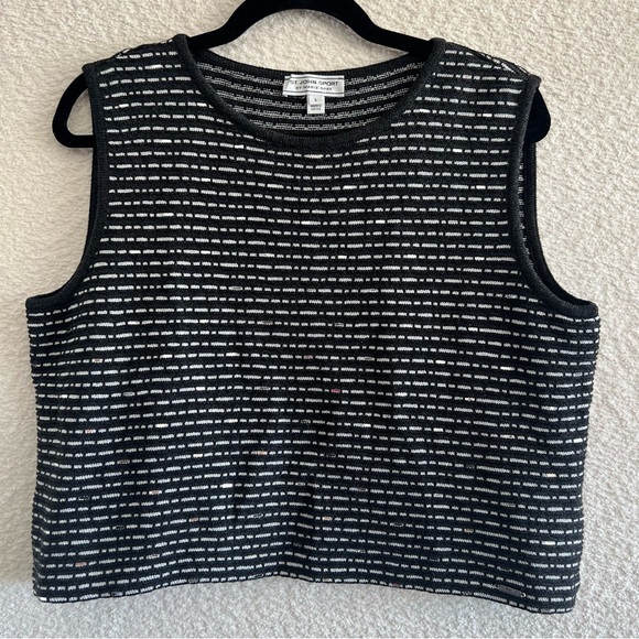 St. John Sport Women’s Black Wool Blend Zipper Cardigan Sweater Set Size Large - Picture 5 of 16